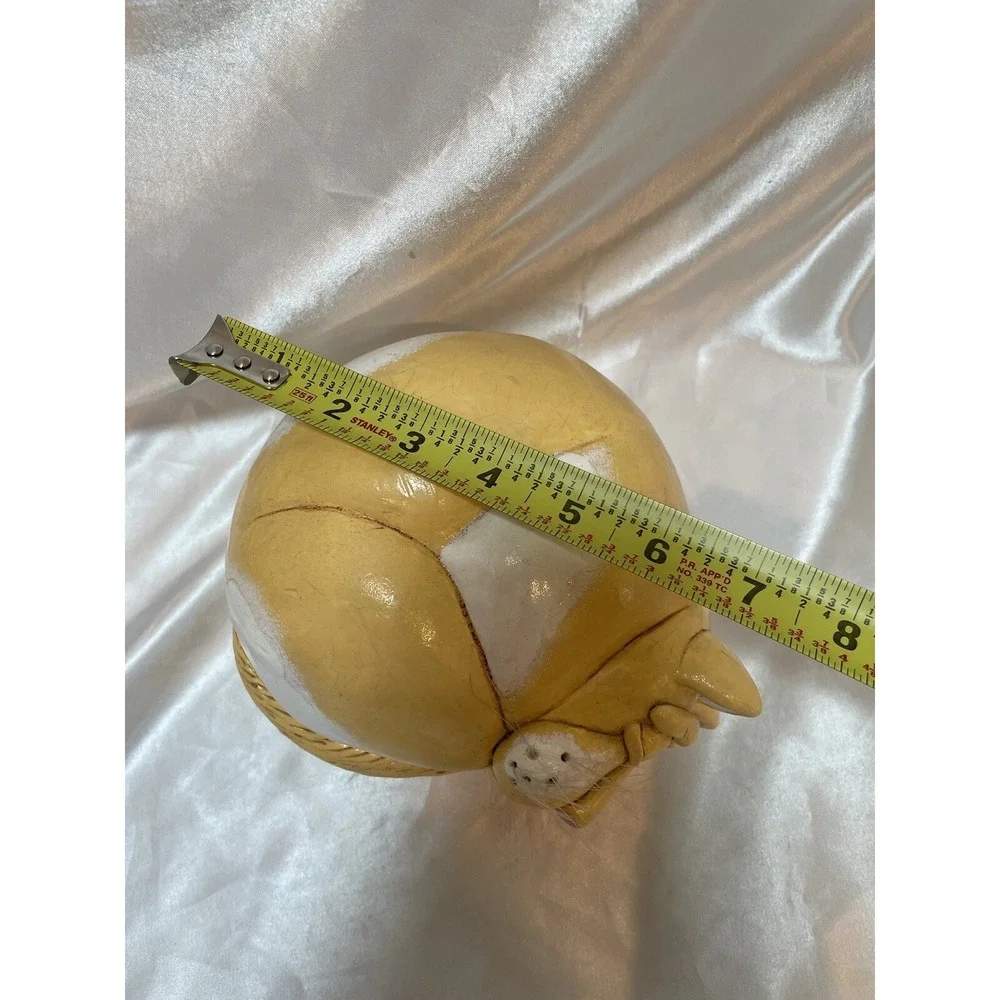 Enesco Vicki Thomas Signed Whimsical Yellow Sleeping Fat Cat Gourd Figurine 2000